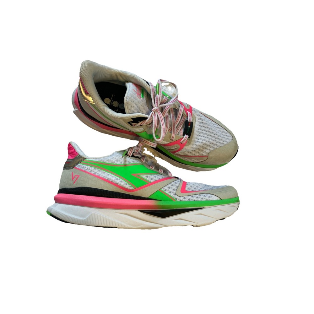 Diadora Atomo‎ V7000 White Green Pink Sneaker Trainer Shoes Size 9 Womens
